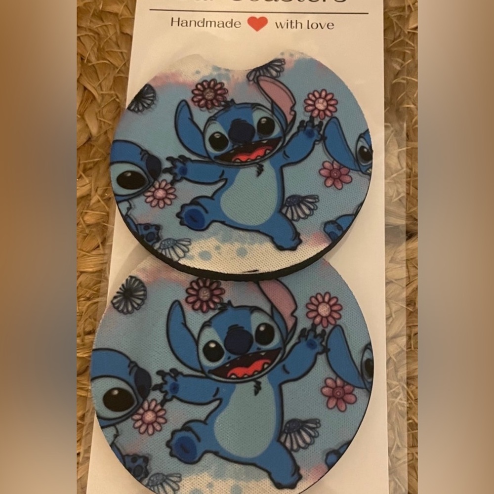 Stitch car coasters , NEW